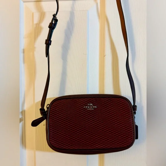 Coach Legacy Maroon Jacquard Crossbody Camera Bag, $168 - Picture 1 of 5